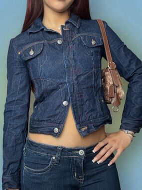 BCBGMaxAzria Dark Blue Y2K Denim Jean Jacket